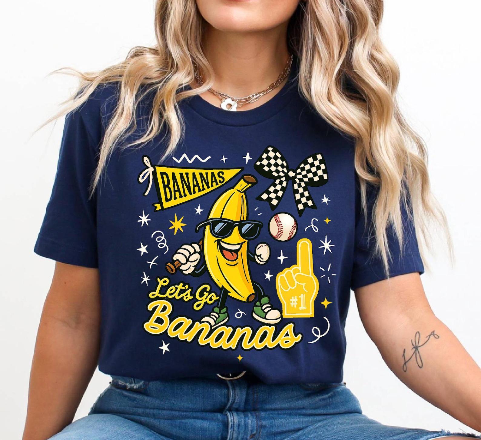Savan Baseball Fan Gear, Let’s Go Bananas Mascot Shirt, Yellow Banana Baseball Tee, Sports Lover Gift, Unisex Game Day Shirt, Funny Baseball Graphic, SG Fan