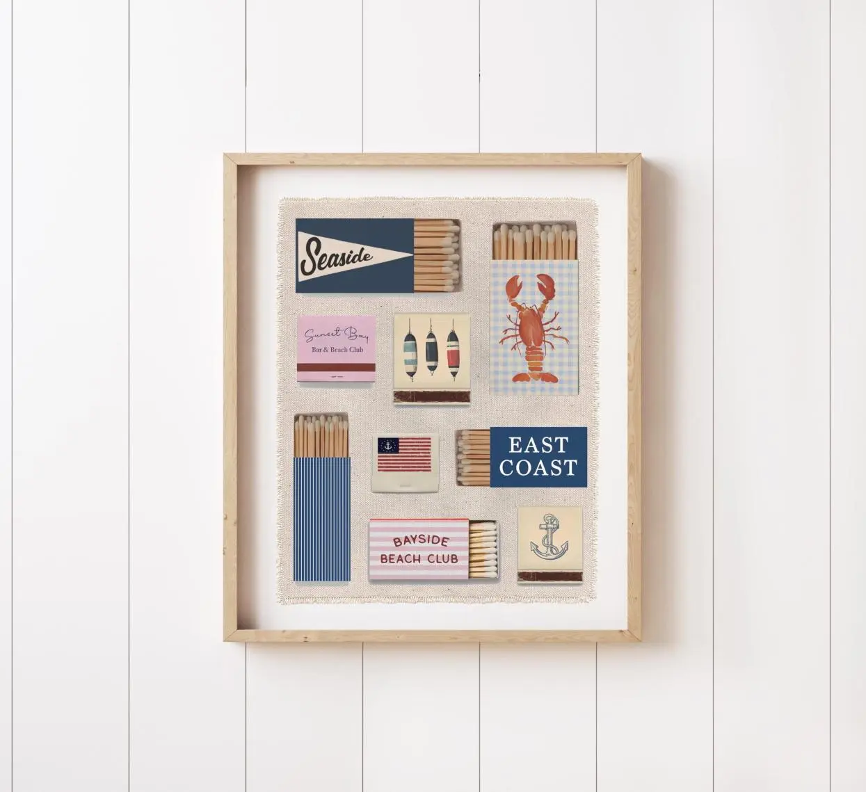 Beach Wall Art, Coastal Vintage Matchbook Canvas Poster, East Coast Tapestry Flag, Summer Wall Art Banner, Cool Colors, Brighten Up Your Look, Laid-Back Vibe, Always in Style