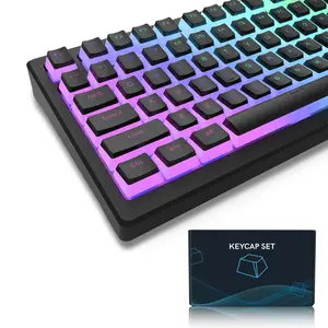 Pudding Keycaps  Pbt Shine Through 165 Keys Set Custom Key Caps Oem Profile Universal Compatiability For 75% 65% 60% Keyboard-black