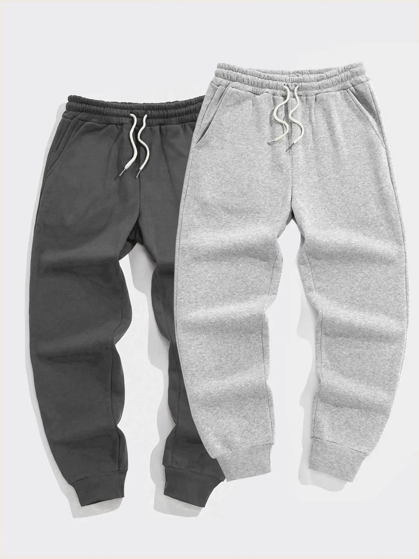 Men's Solid Pocket Drawstring Jogger Pants, Regular Fit Elastic Waist Sweatpants, Men's Bottoms For Spring & Fall, Drippy Outfits, Going Out Outfit