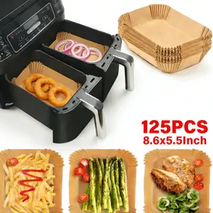 125 pcs rectangular disposable air fryer liners — a must-have kitchen accessory and hassle-free cleaning solution; non-stick, oil-proof parchment paper; fits dual-zone air fryers; perfect for anyone who hates scrubbing air fryer baskets. tiktokshopspringg