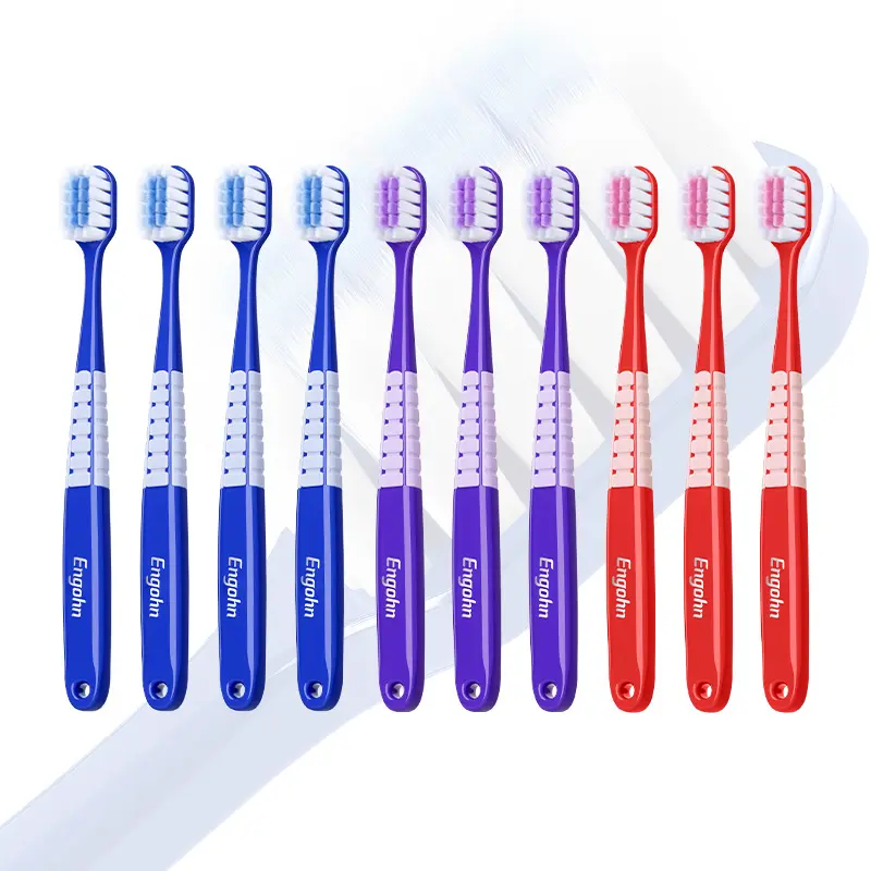 Engohn 10pcs Adult Toothbrush 1000+ Soft Bristle Ultra-Thin Head Design Deep Cleaning Between Teeth Removes Stains Sensitive Teeth BPA & Latex Free Oral Hygiene Essentials Cleanser