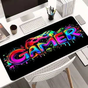 1pc Extra Large Gaming Mouse Pad - Non-Slip Rubber Base, non-electric, Neon Glow-in-the-Dark Gamer Desk Mat with Neon Glow-in-the-Dark Effect, Washable Surface for PC, Office, Home - Ideal Gift For Gamers & Tech Enthusiasts, Office Accessory, Modern Desig