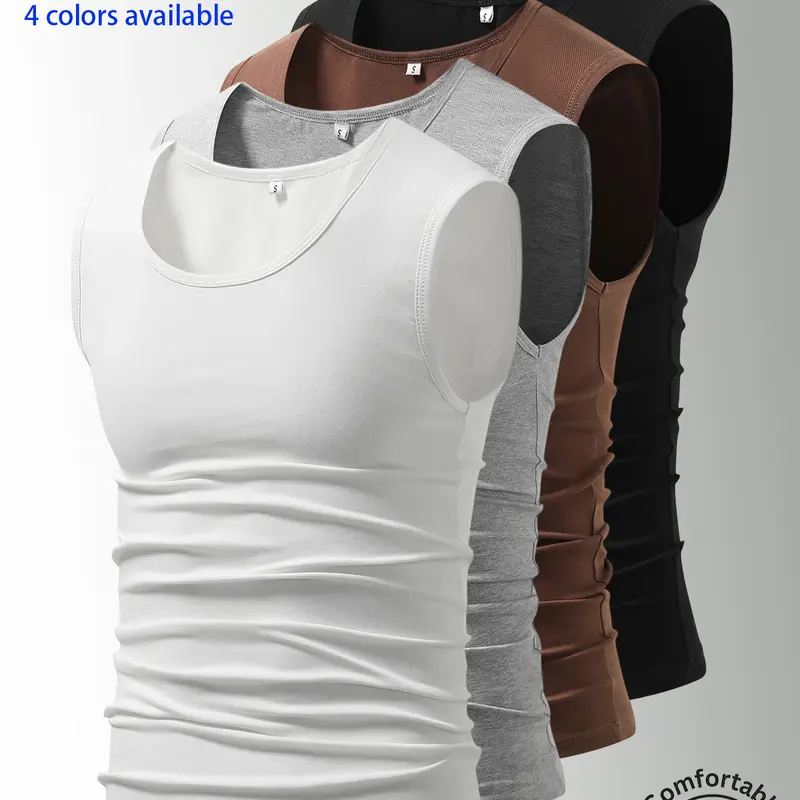 3-Pack Men’s Tank Tops, Men’s Sleeveless T-Shirts, Men’s Cotton Tank Tops Crew neck, simple design; soft, stretchy fabric that feels gentle against the skin and is breathable when worn. Suitable for everyday layering, home wear/sleeping, and workouts/runn