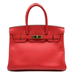 Pre-owned HERMÈS Leather Shoulder Bags CALUXB Hermes Birkin 30 epsom Rouge Casaque GHW
