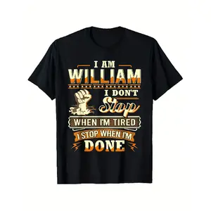 Men's "I Am William" Funny T-Shirt - First Name Tee with Bold text, Black Shirt & Orange Accents - Heavyweight 180gsm Cotton Regular Fit Crew Neck - Birthday/Anniversary Gift for Everyday Casual Wear - Sizes S-XXXL, T Shirt, Humorous Graphic Tee, Bold Tex