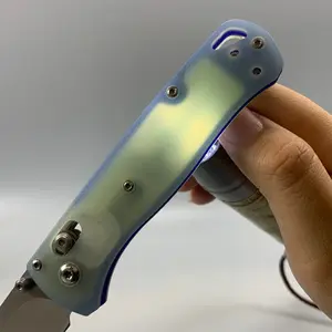 Ultra Lightweight EDC Folding Pocket Knife S30V Steel Drop Point Blade G10 Handle Outdoor Camping Hiking Everyday Carry Utility Tool Blue White_523