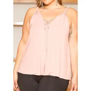 HI curvy Plus Size Women Tie Front Detail Cami Top