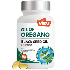 VEV Oil of Oregano, with Black Seed Oil, Moringa and Ginger, Carvacrol-Rich, Aceite de Oregano, 60 Softgels, Edible Healthcare Dietary