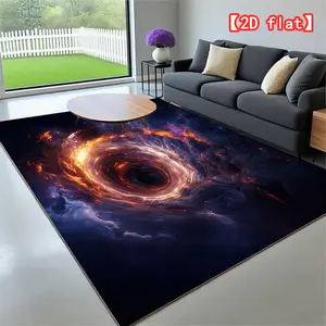 2D flat   Artistic imagination of a black hole. Velvet carpet is non-slip and machine washable, suitable for living rooms, bedrooms, and offices - multiple sizes available, living room decoration | Luxury velvet mat, living room carpet