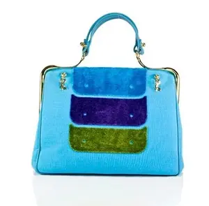 Pre-owned Roberta di Camerino Linen Top Handle Bags BLUE HANDBAG