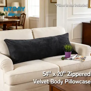 NTBAY Zippered Velvet Body Pillow Cover, Super Soft and Cozy Luxury Fuzzy Flannel  Long Pillowcase with Zipper