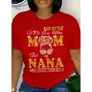 100% cotton patterned printed T-shirt, casual round-neck short-sleeve T-shirt, spring/summer women's clothing