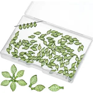100 count  Green Leaf Beads, Transparent Beads with Hole, Green Leaf Bead Charms,  Bead for Earrings Necklaces Bracelets DIY Crafts  Making