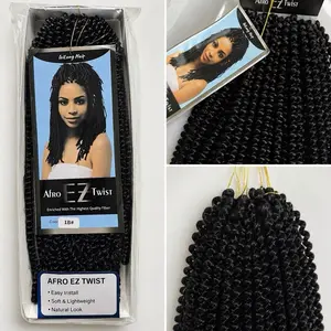 Afro EZ Twist Hair Extensions, Color 1B Colored Synthetic Hair Extensions, Heat-Resistant High-Quality Fiber Braids for Stylish Looks