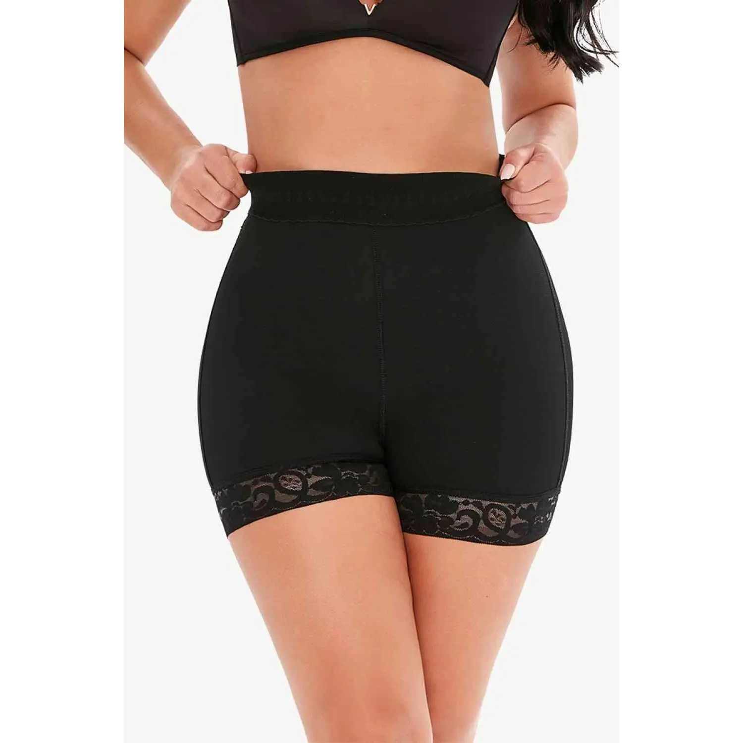 Full Size Pull-On Lace Trim Shaping Shorts