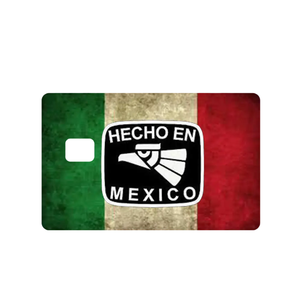 Custom Adhesive Stickers Rustic "HECHO EN MEXICO" Flag Credit Card Sticker - High Quality, Waterproof, Stain Resistant