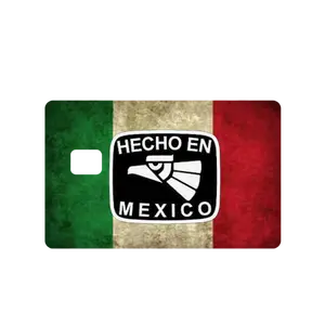 Custom Adhesive Stickers Rustic "HECHO EN MEXICO" Flag Credit Card Sticker - High Quality, Waterproof, Stain Resistant