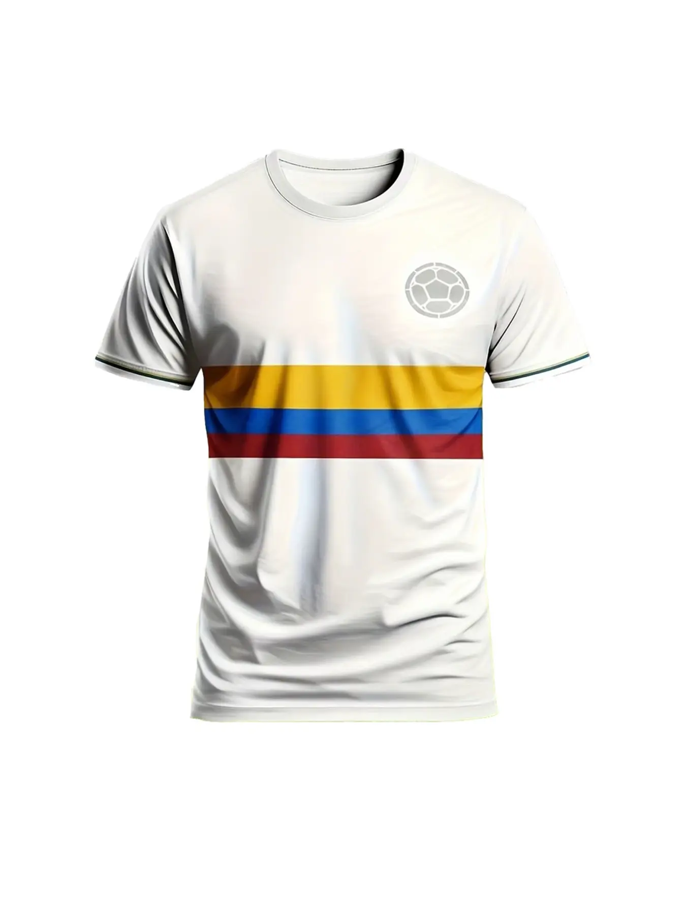 South American style! Colombian flag patterned striped football short-sleeved shirt, with a full-print short-sleeved round-neck design, very comfortable and breathable, perfect for team sports and daily training, Short Sleeve Jersey, Football Jerseys