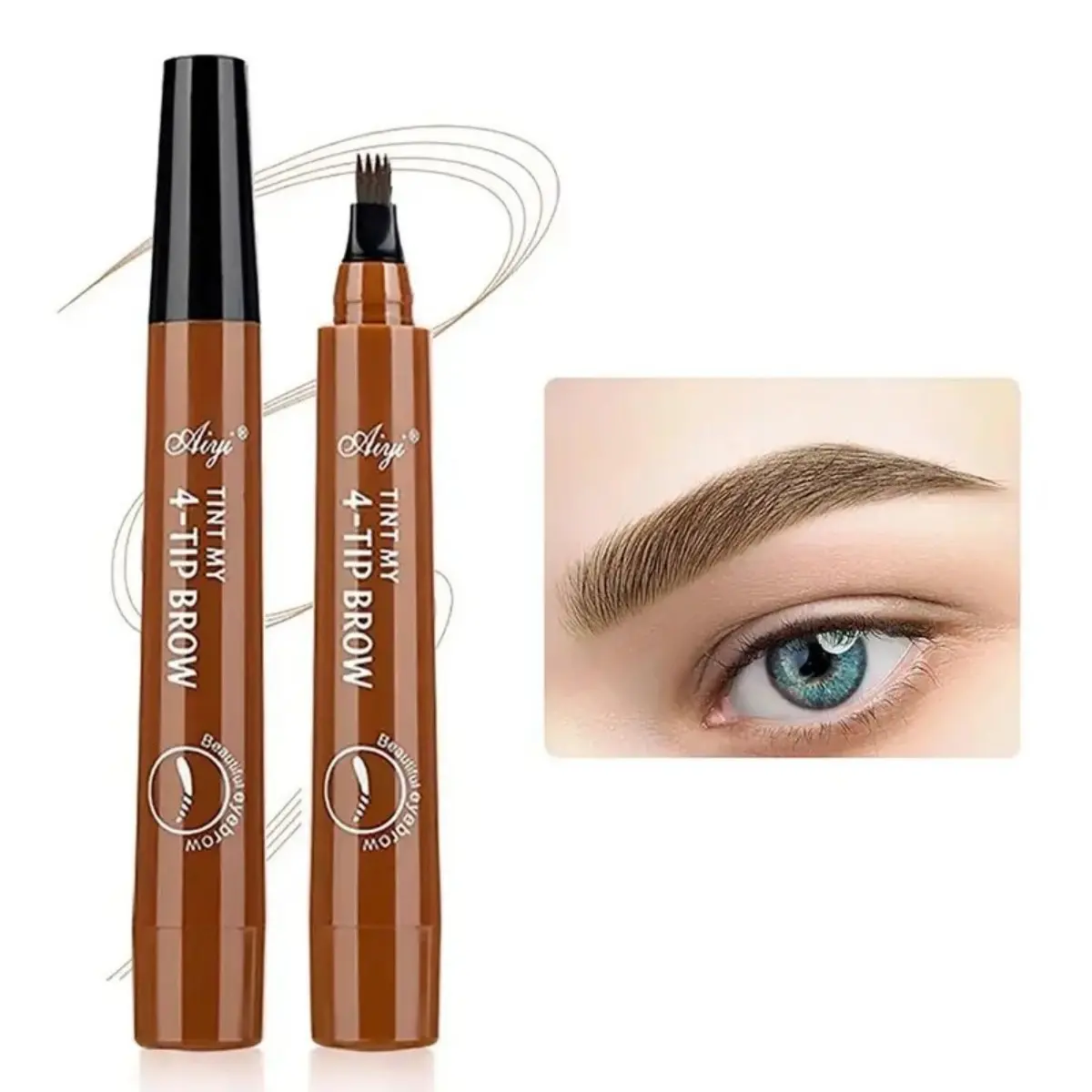 Microblading Eyebrow Pen, 24H Waterproof Instant Eyebrow Tint with a Precise 4-Fork Tip for a Natural Makeup Look, Daily Wear, Precise Brow Pencil
