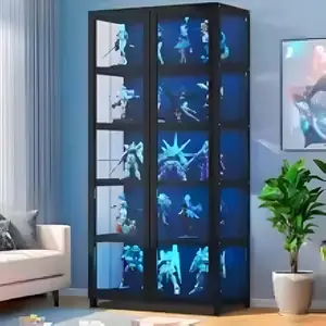 5-Tier Display Cabinet with Acrylic Door & Storage Shelves