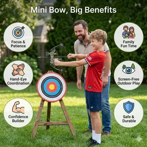 Sport-Partner Stainless Steel Mini Composite Bow and Arrow Set with 4 Arrows Ideal for Beginners Practice Archery Compact Durable Gift Compound Bow