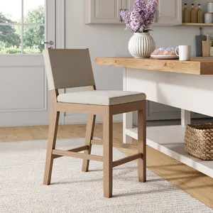 Wood Counter Height Bar Stool Light Brown Flax