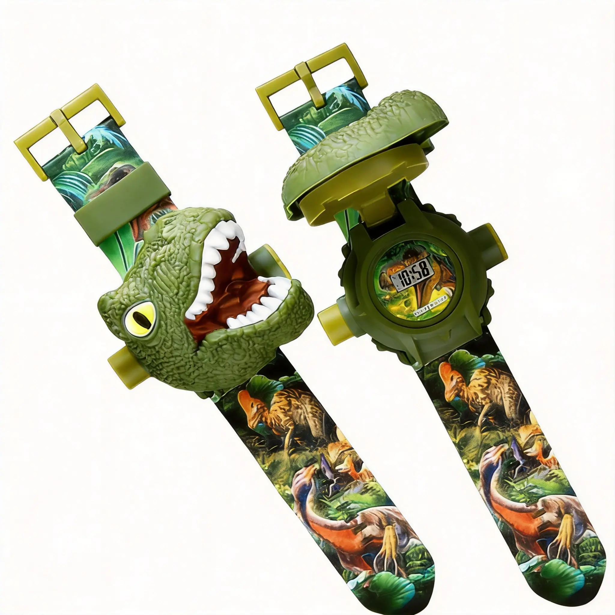 Kids' Dinosaur Projector Watch - T Rex Dinosaur STEM Learning Toy with 24 Interactive Images, Adjustable Definition Time-Date Display, Flashlight, Retro Party Favors for Birthdays, Holiday Gifts for Enthusiasts