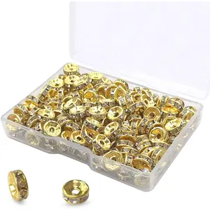 200 count Rondelle Spacer Beads Bright   Rondelle Spacer Beads for  Making (8mm  Plated)