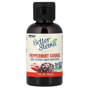 NOW Foods Better Stevia®, Zero-Calorie Liquid Sweetener, Peppermint Cookie, 2 fl oz (59 ml)