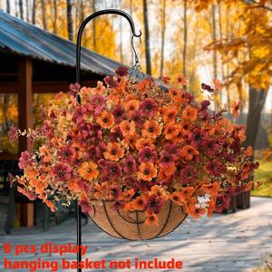 8pcs artificial flowers for outdoor decoration, faux daisy flowers for fall decor, realistic eucalyptus leaves silk mums fake plants for garden artificial potted plant decor, courtyard, patio, lawn, decorative