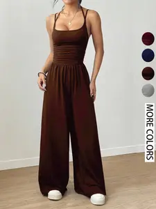 2026 New European and American Slim Fit Camisole, Plain Color Dual Straps One-Piece Pants, Women's Fashion Clothing, Womenswear