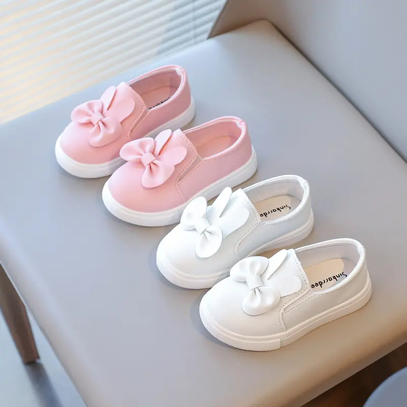 Girls' 2026 Spring-Autumn New Bowknot Little Bunny Casual Sneakers, Toddler-Size Non-Slip Soft-Sole Slip-On Flat Shoes