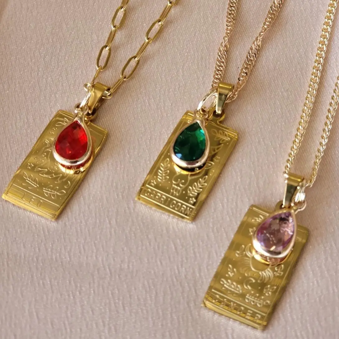 Stainless Steel Zodiac Necklace with Birthstone Stainless Steel Zodiac Necklace with Birthstone