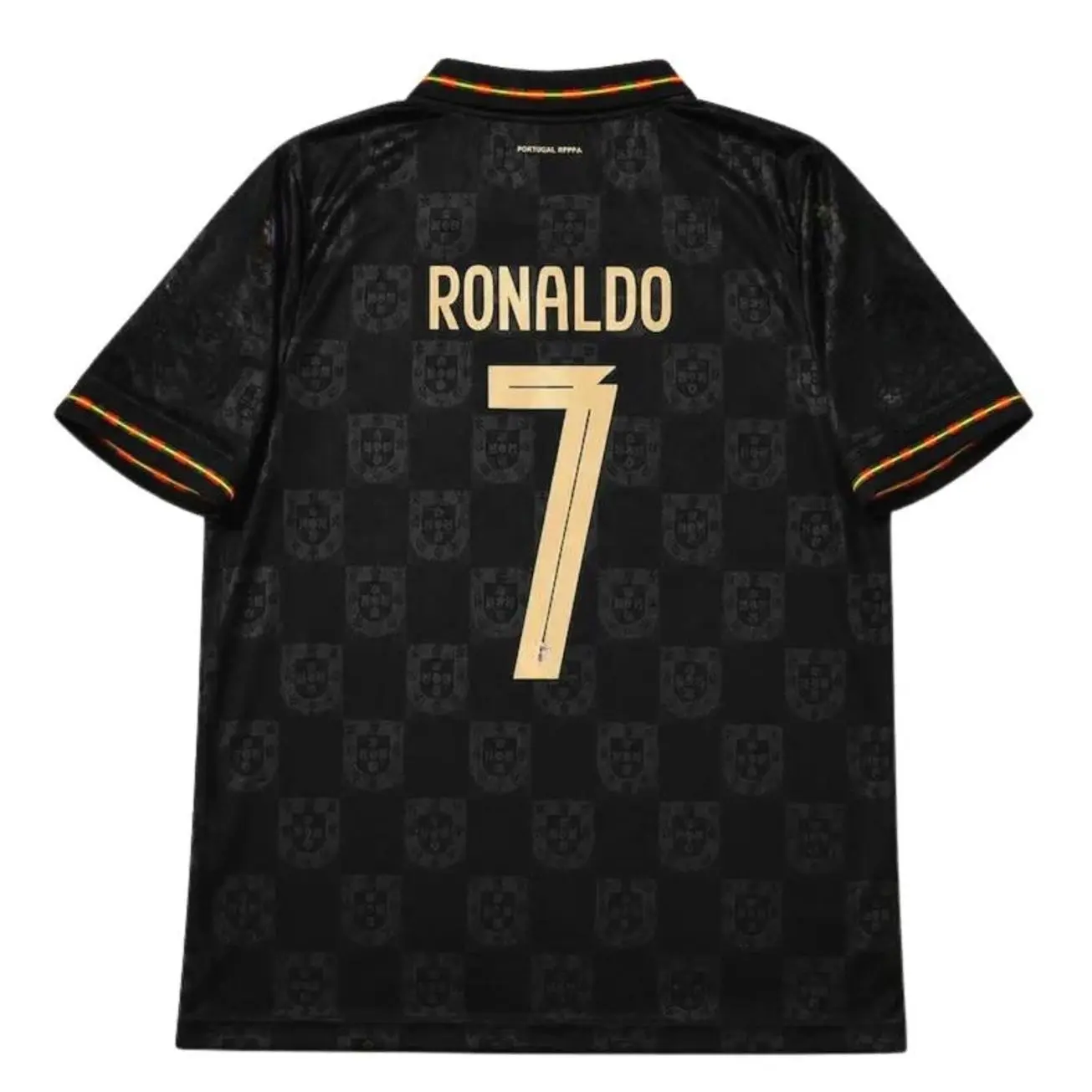 Unisex Collectible Sports Apparel  Black Football Jersey #7 Ronaldo Siuu Ortuguese Style Soccer Shirt League