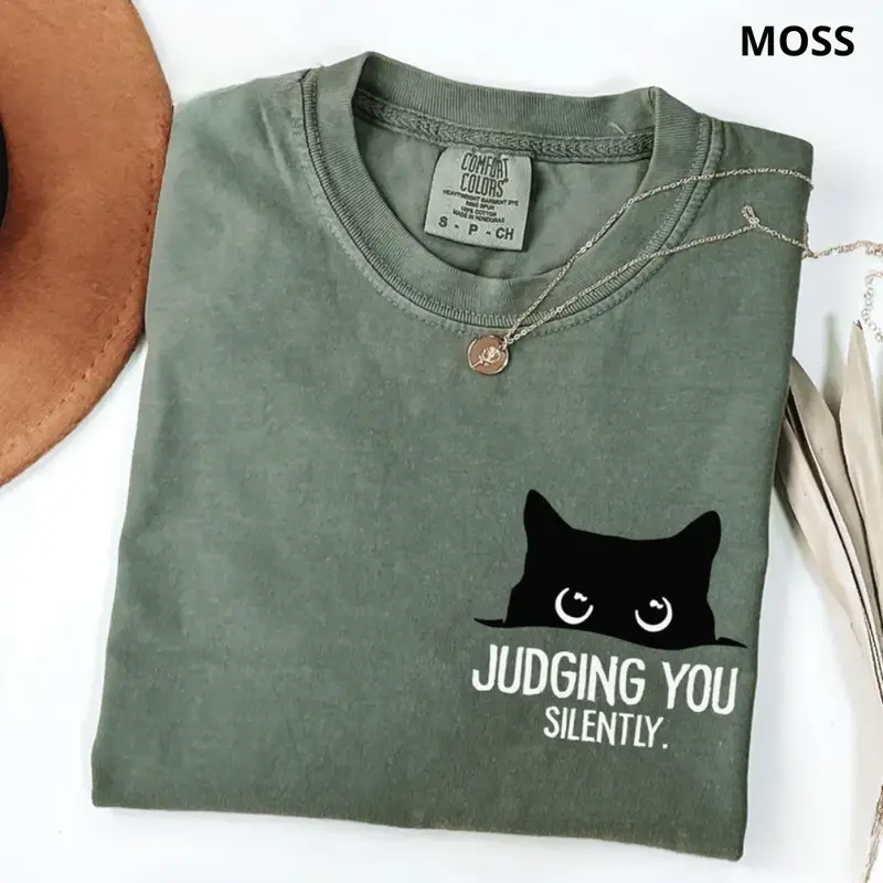 Comfort Colors Judging You Silently Cat T Shirt, Sarcastic Cat Lover Tee, Funny Cat Mom Shirt, Animal Lover Gift, Cat Mama Tee, Cat Lover Tee