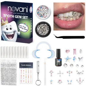 Novani Tooth Gem Kit with Tools,Flat Back Glass Rhinestones Gemstone for Teeth,Fashion Teeth Jewelry Kit