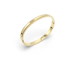 Double Stone Bangle - Elegant Gold-Tone Bracelet with Dual Stone Design for Women