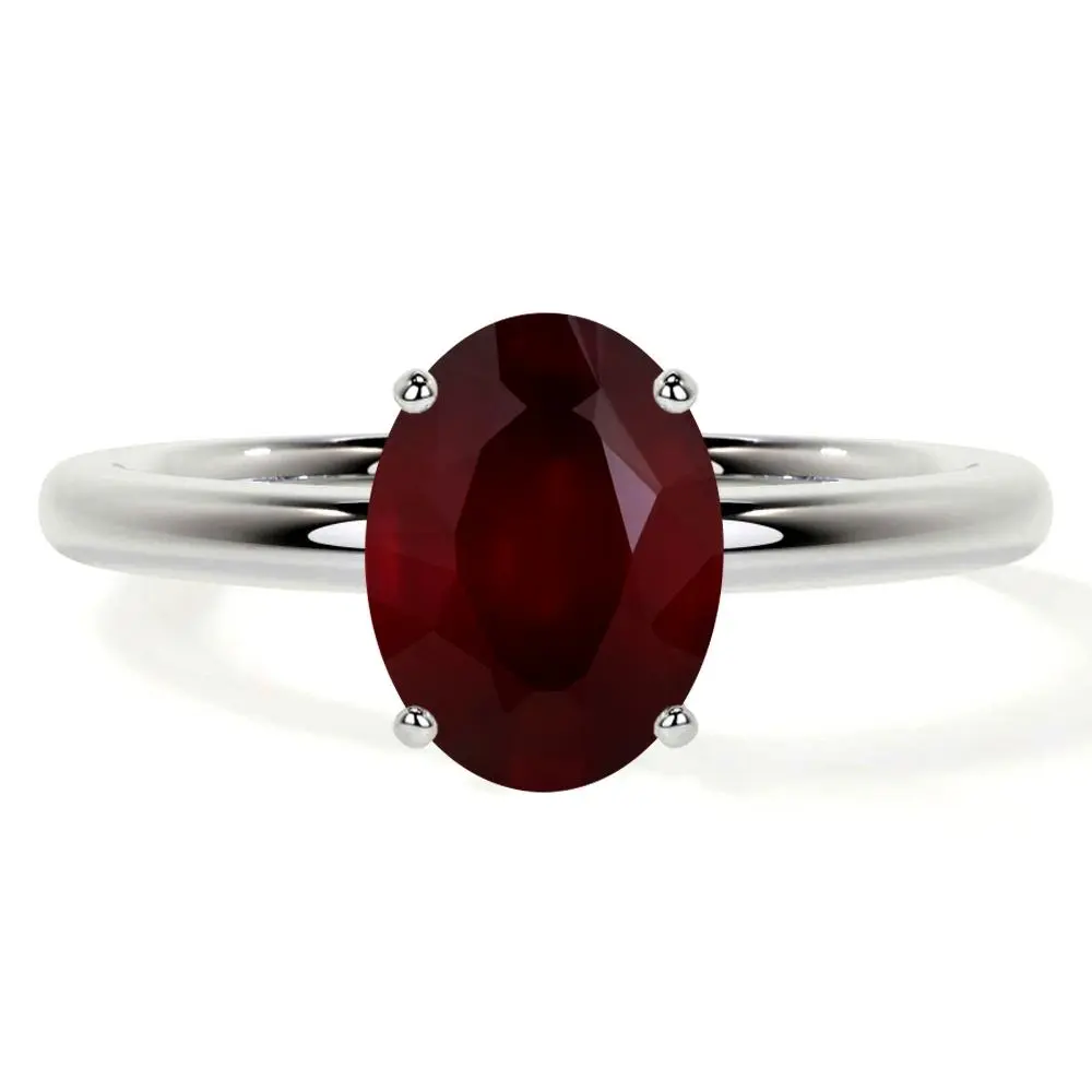 Natural Ruby Oval Traditional Solitaire Ring (1.00cts.)-RRB083-7X5-AA
