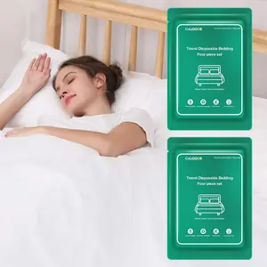 2-Pack Disposable Bed Sheets for Travel Hotels, Portable Disposable Bedding Set with 2 Bed Sheets, 2 Duvet Covers, and 4 Pillowcases
