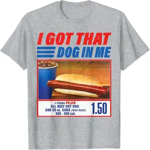 Funny I Got That Dog In Me T-Shirt – Retro Hot Dog & Soda Combo Meme Tee for Men, Foodie Gift, Grill Dad Shirt, Costco Style, Fast Food Humor Menswear Soft