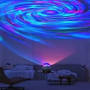 Indoor lighting tornado effect projection, USB power supply with remote control, dimmable LED color changing vortex table lamp