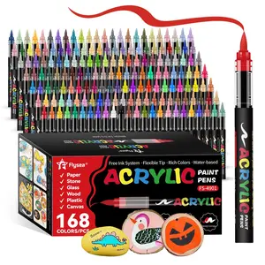 Acrylic Paint Marker Pen Set, 1 Box Soft Brush Tip Pens with Automatic Ink Control System, Waterproof Quick-drying Paint Marker Pen for Rock Painting, Art Markers Pen