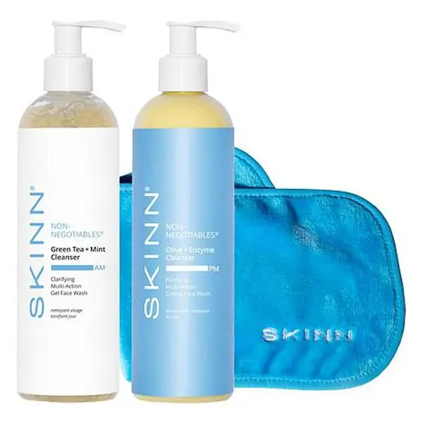 SKINN Non-Negotiables AM & PM Cleansers with Makeup Remover Cloth