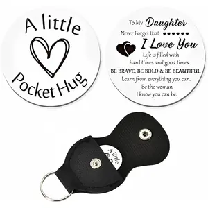 To My Daughter Inspirational Pocket Hug Keychain I Love You Birthday Christmas Graduation Wedding Gift for Daughter in Law Women Girls Diy Pendant Charm
