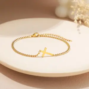 Creative new cross 26 initials bracelet fashionable simple versatile bracelet unisex promise gift couple jewelry