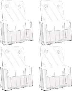KTRIO Acrylic Brochure Holder 8.5 x 11 Clear Literature Display Stand, Plastic Flyer Holder for Trifold Brochures, Menus, Magazines, Pamphlets, Documents, Desk or Wall Mount, 4 Pack