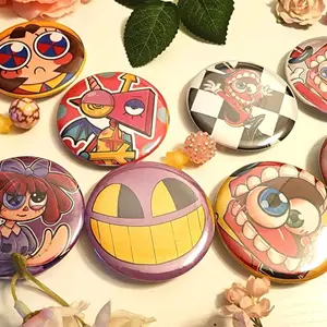 The Amazing Digital Circus Character Pins Buttons: Pomni, Jax, Ragatha, Caine, Kinger, Gangle, Zooble