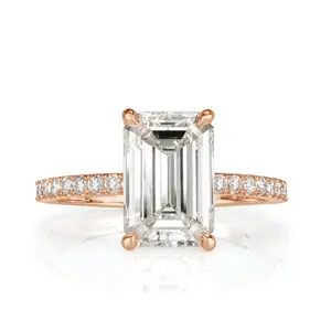 3.85ct Emerald Cut Lab Grown Diamond Engagement Ring
