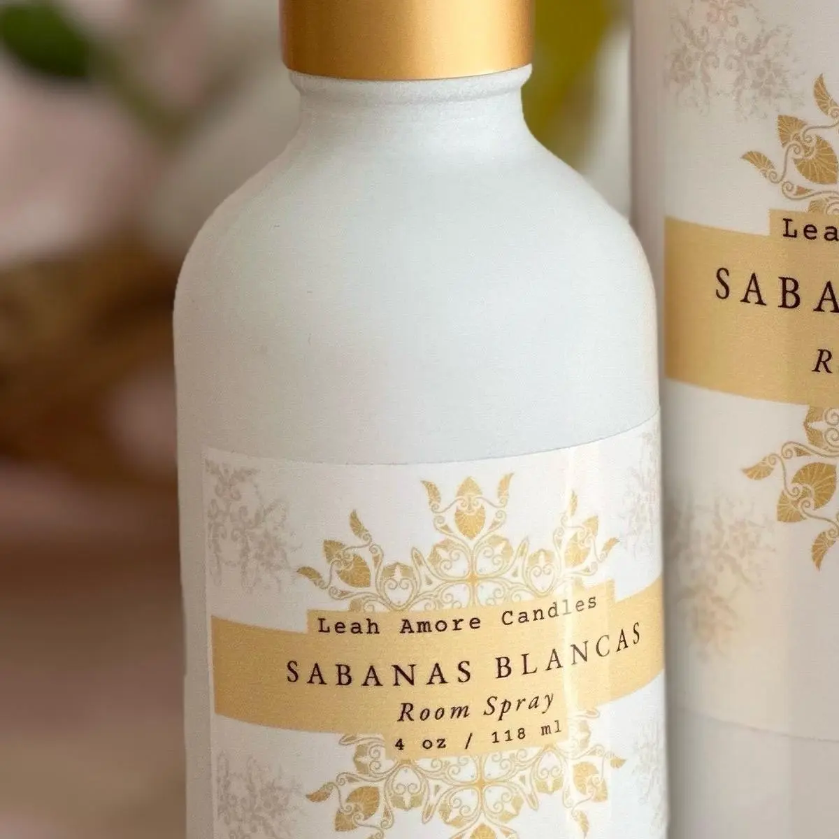 Leah Amore Candles Sabanas Blancas Room Spray 4 Oz Freshener with Lemon & Linen Scent for Living Space Aroma